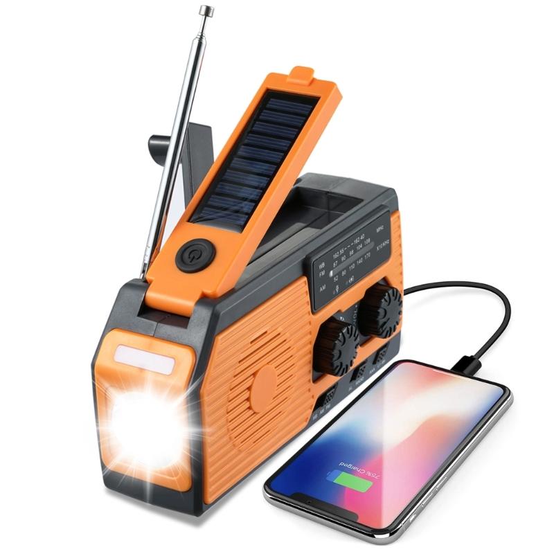 5000mA Weather Radio Solar Hand Crank 4-Way Power  Radio,AM/FM/NOAA Alert Survival Portable Camping Hlight