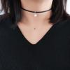 Sweet and cute simple everything artificial pearl pendant black PU leather choker collar neck with choker necklace women
