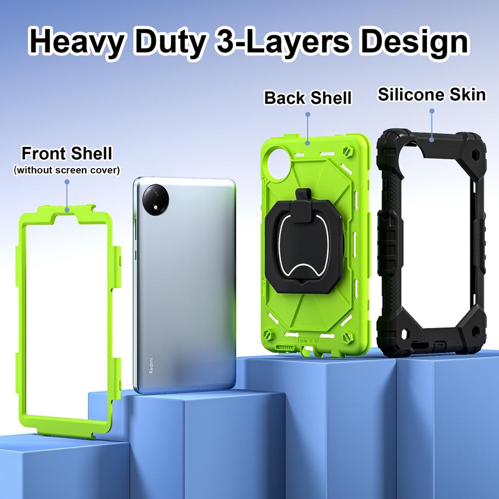 For Xiaomi Redmi Pad SE 8.7.360° Rotating Grip Heavy Duty Protection Stand TPU+PC 3in1 Anti-knock Shockproof Tablets PC Case