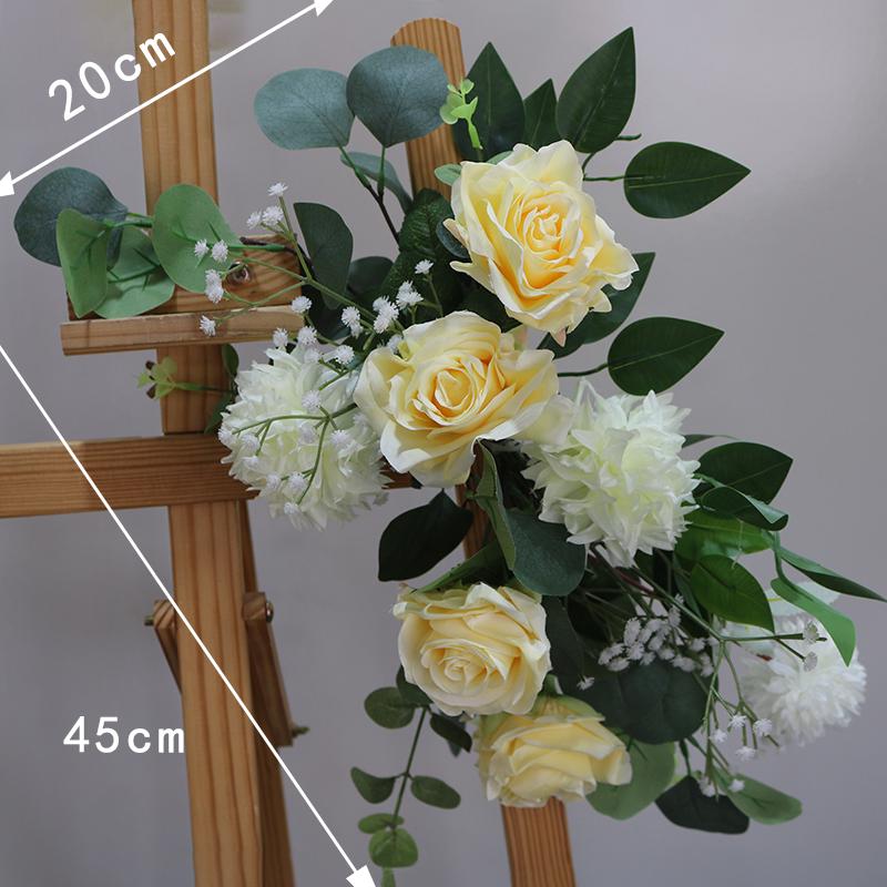 Silk Flower Wedding Welcome & Directional Sign with Floral Art Decoration