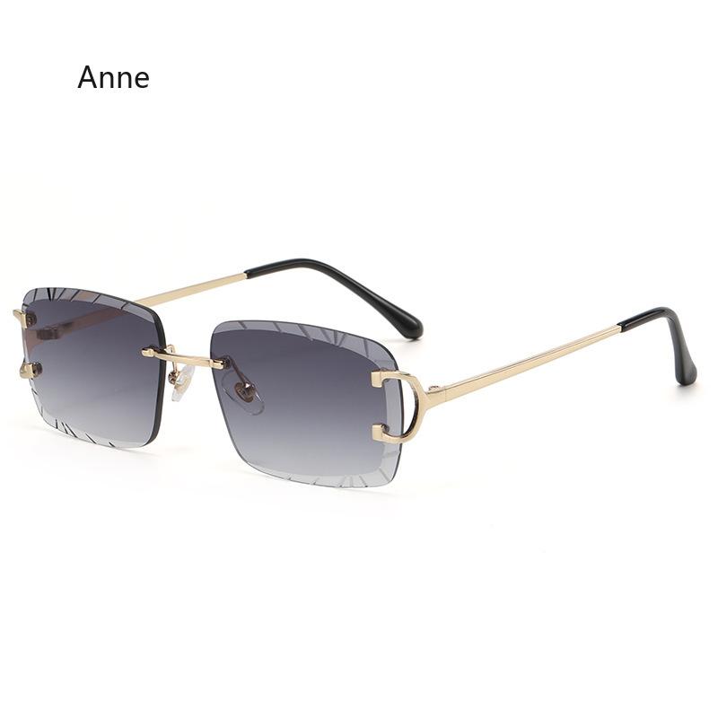 Square Rimless Glasses Trend Metal High-grade Men's and Women's Sunglasses Street SSunglasses Gafas De Sol
