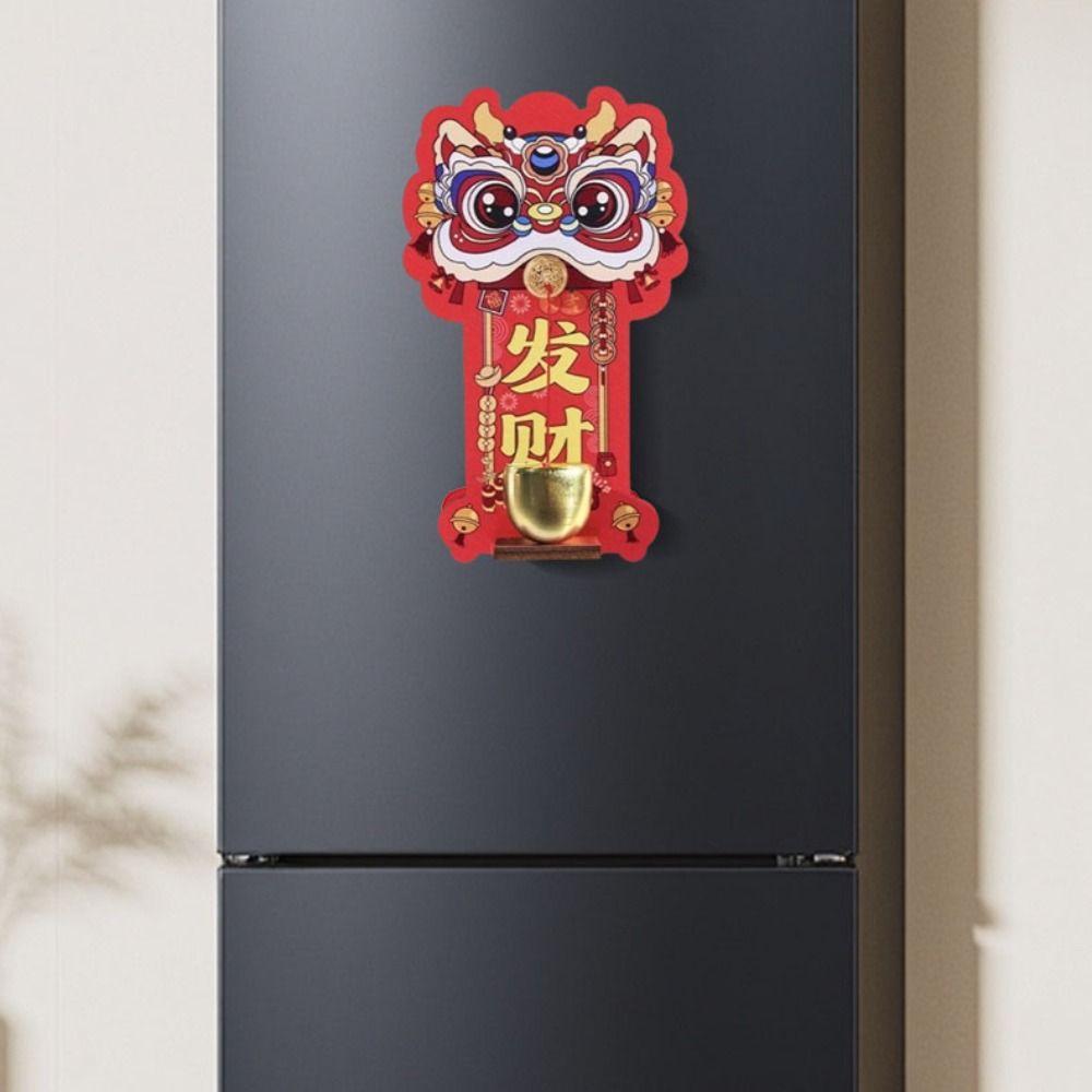 Dopamine Lion Dance Refrigerator Magnetic Hanging Ornament New Year Cartoon Lion Doorbell Door Decoration Festive