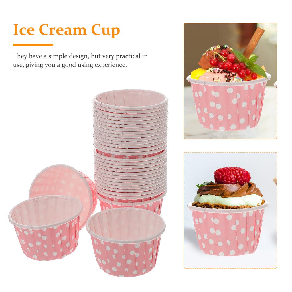 50Pcs Disposable Ice Cream Paper Cups Bowls For Jelly Pudding Mousse Yogurt Container Party Wedding Kitchen tableware