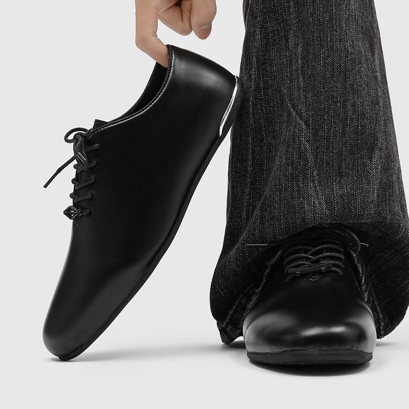 Men's breathable casual shoes soft-soled commuter dress retro derby shoes khaki-J
