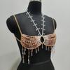 Skl000666 European American Crystal Imitation Pearl Halter Backless Chest Body Chain Fashion Colorful Beaded Women Adults