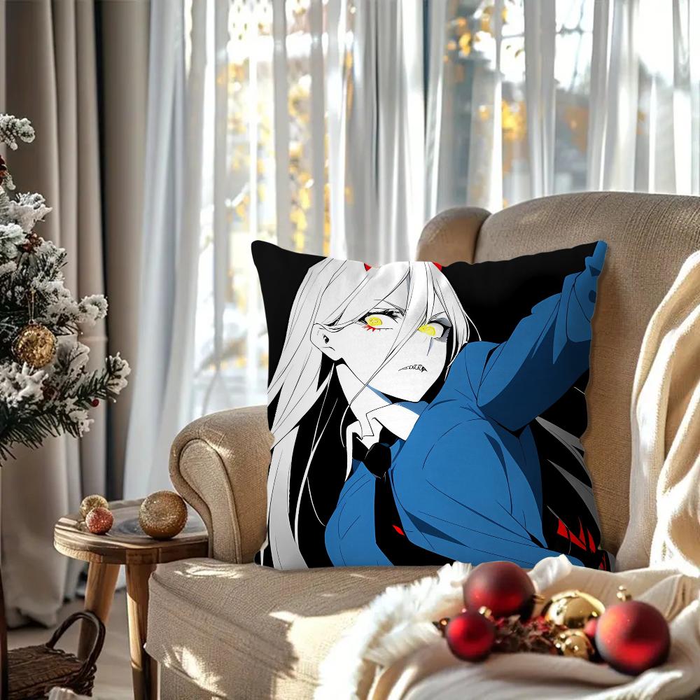 Power Animation Chainsaw Man Pillow Case SquarePillow Bedroom Sofa Leisure Comfort Cushion Car Living Room Home Decoration 40X40