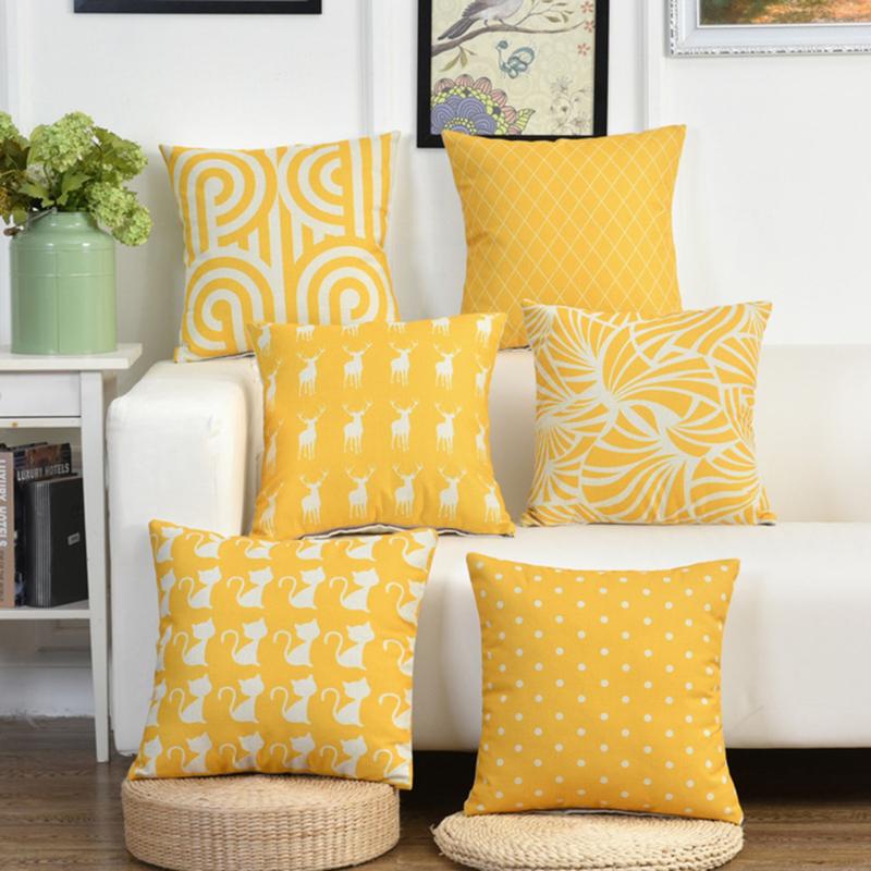 Buy Yellow Geometric Throw Pillow Cover Cushion Case Sofa Home Linen