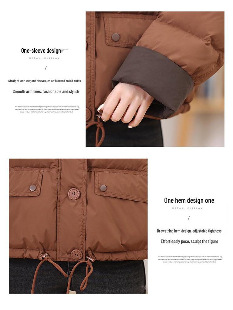 Women's 2024 New Style Thickened Down Jacket - Short, Loose, Petite Fit, White Duck Down, Warm Mom Fashion Coat