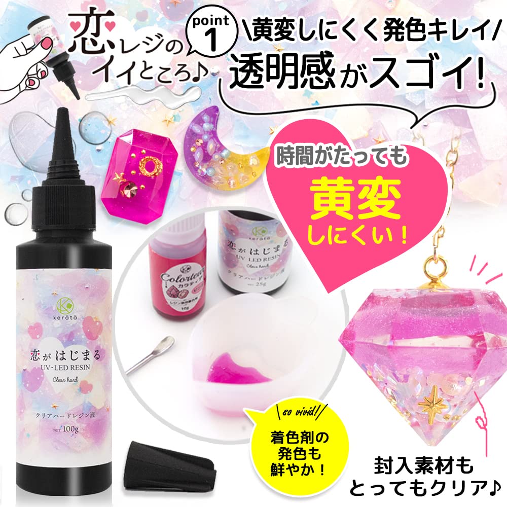 Keratta Resin Love Hard Liquid, Begins, Type, UV-LED, Transparent, Clear, Koi-Regi (200g)