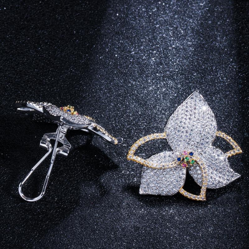 

E0227 Персонализированные серьги-лепестки Микроинкрустация цирконами Сохраняющие цвет Летние безделушки белый