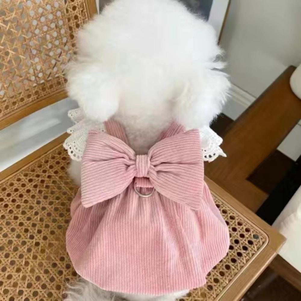 With Pulling Buckle Puppy Dresses Corduroy Spring Pet Clothing Dog Pumpkin Skirt  for Teddy Cat