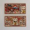 Tokyo Maneki Neko Refrigerator Magnet Mount Fuji Sakura Design Rectangular Multicolor 12cm6cm Set 2 Traditional Japanese Tourist Spot Decorative