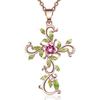 Carlisle Leaf Necklace & Cross Pendant Rhinestone Choker