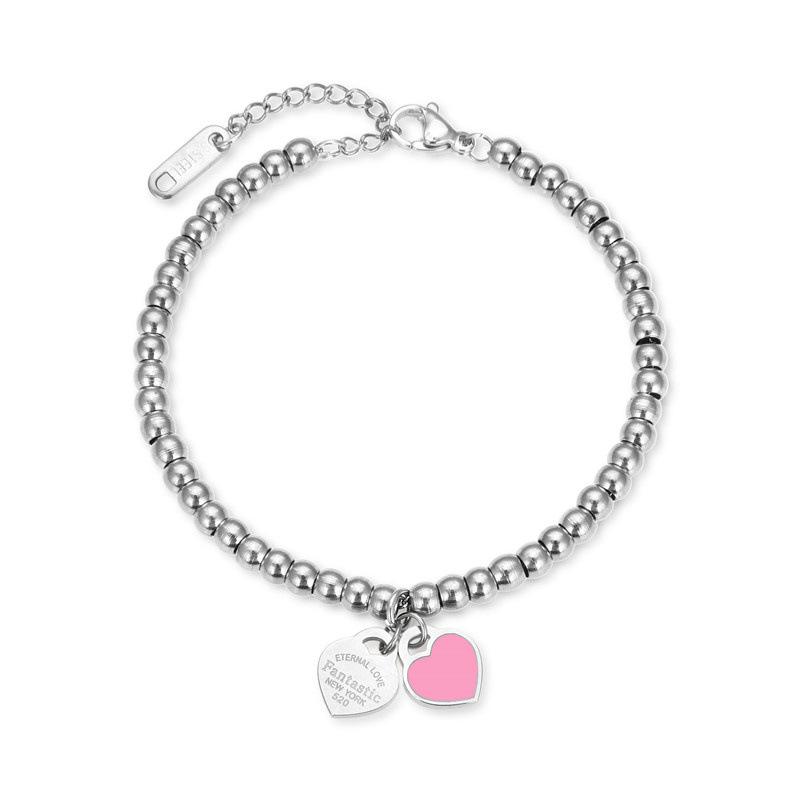 European and American Products 4mm Round Bead Bracelet, Titanium Steel Beaded Peach Heart Bracelet 2026