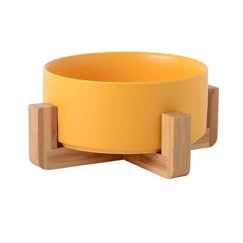 1 Pcs Pet Bowl Cat Dog Wooden Rack Bowl Large Capacity Cat Food Water Feeder Bowl Home Pet Small Ceramic Accessories