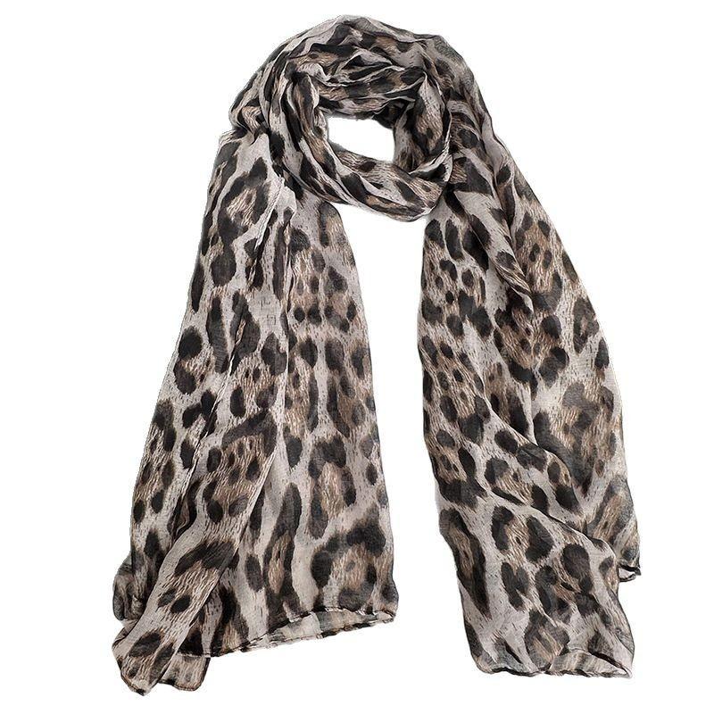Thin scarf retro trend new Bali yarn scarf long silk scarf women's high sense personalized leopard print shawl