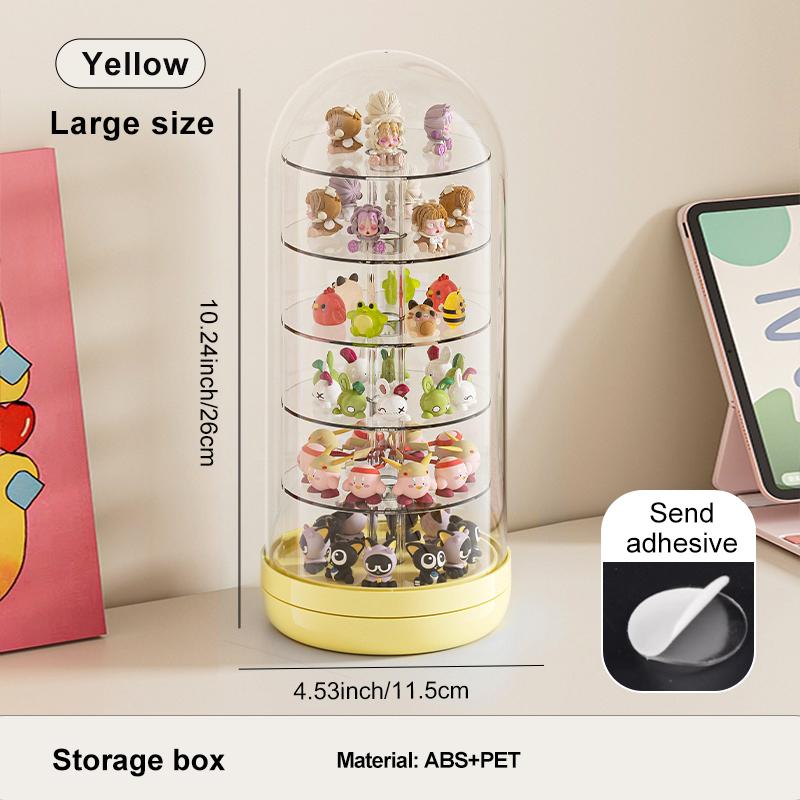 

Transparent Rotating Box Display Box - Multi-Layer Large Capacity Storage With Cover, Desktop Shelf For Hand Models жёлтый