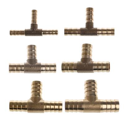 6-16mm Brass T Piece 3 Way Fuel Hose Joiner Connector For Air Oil Gas Car Accessories