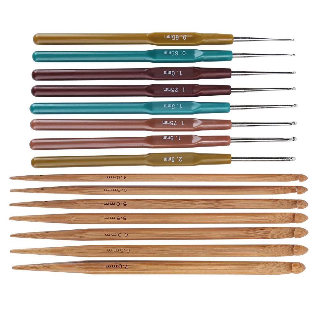 Crochet Set Sweater Needle Plastic Handle Fine Lace Knitting Carbonized Bamboo Crochets