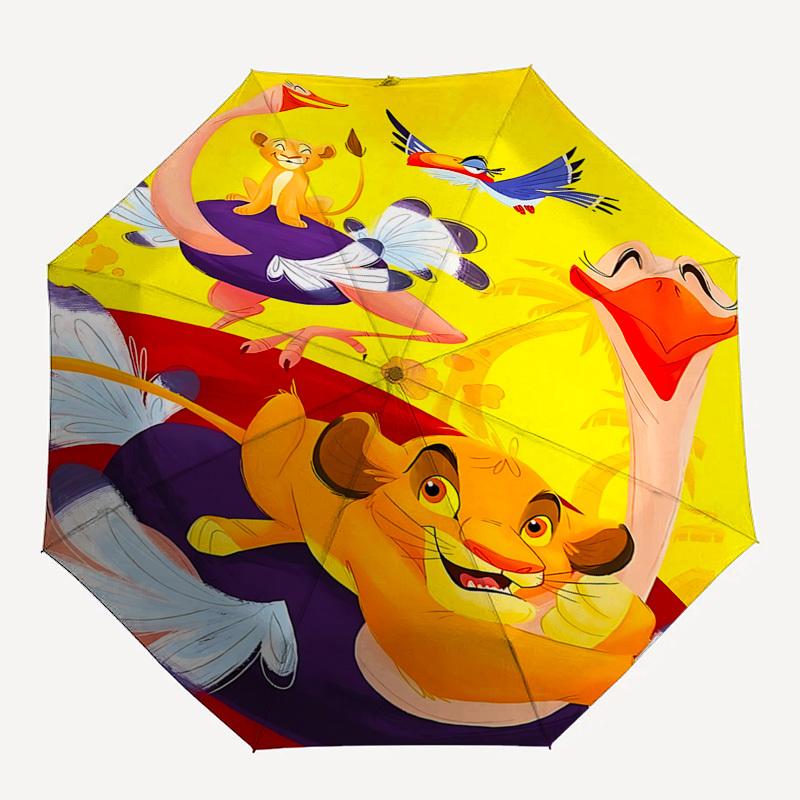 Paraguas Automático de Apertura y Cierre Temático del Rey León, Simba, Paraguas Portátil de 8 Varillas de Colores Brillantes, Adecuado para Hombres y Mujeres, Un Regalo Perfecto f