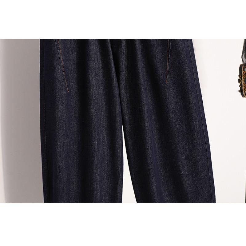 DIMANAF 2025 Plus Size Spring Jeans Long Harem Pants Women Casual Basic Trousers 5XL High Waist Elastic