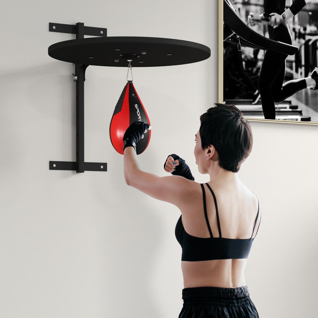 Wall Mounted Platform With Speed Ball Punching Bag For Boxing Training Adjustable Height 360 Degree Swivel