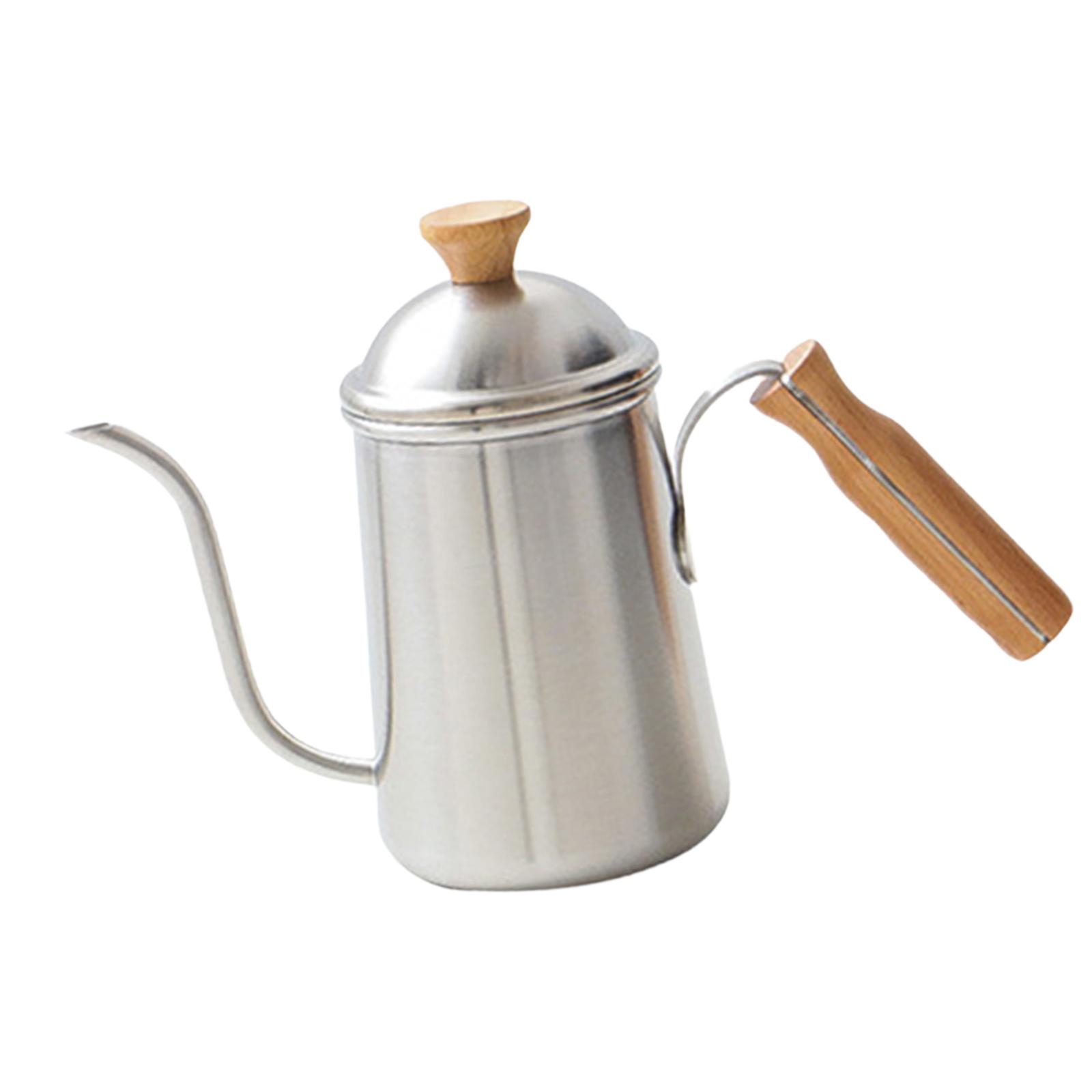 

Long Spout Coffee Kettle Comfortable Grip Flow Spout Anti Scald Handle Thin Mouth Tea Pot for Cafe Picnic Office Indoor Home срібний