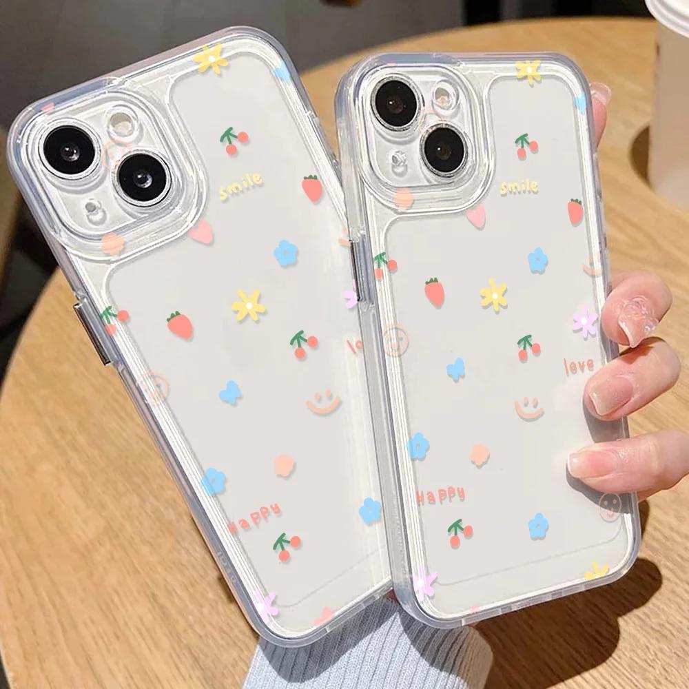 Clear Soft Shockproof Case For iPhone 17 16 13 12 11 14 15 Pro Max 14 15 16 Plus 16E 17 Air Cute Floral Silicone Bumper Cover