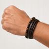 Men' Leather Bracelet with Beads, Bead Bracelet, Brown Titanium