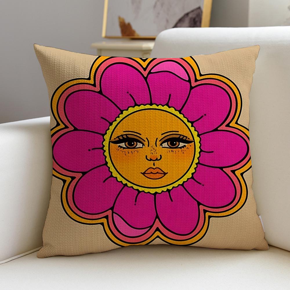 Warm SSun FaceS Cushion Cover Pcs Soft Decorative Square Cushion Covers X X Pillowcases for Sofa Couch Home Bedroom