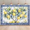 2D Mediterranean Lemon Art Backdrop Blue Tile Pattern Studio Photography Background