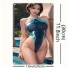 Vintage Metal Wall Art Blue Bikini Summer Pool Retro Decor 8x12 Inch