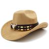 European and American Retro Ethnic Style Suede Top Hat Fashion Big Eaves Western Cowboy Hat Personalized Bull Head Tibetan Jazz Hat