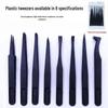 ABS Plastic Tweezers Set: Straight, Round, Bent, Flat, and Pointed Tips