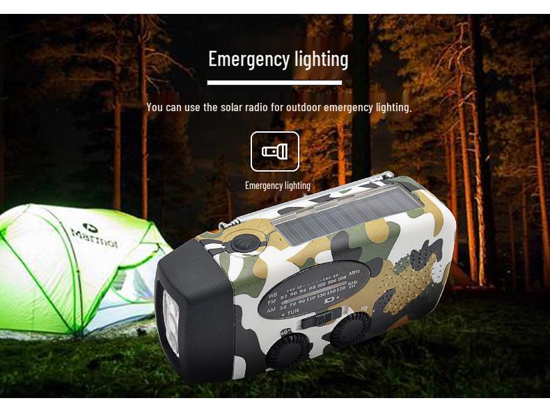 Hand-Crank Solar Emergency Radio with Light Function