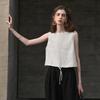 Women's Summer Breathable Short Sleeveless Casual Linen Tank Top, Loose-Fitting Crop Top in Cotton-Linen Blend