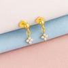 Petite Cross Drop Earrings - 925 Sterling Silver Gold Plated