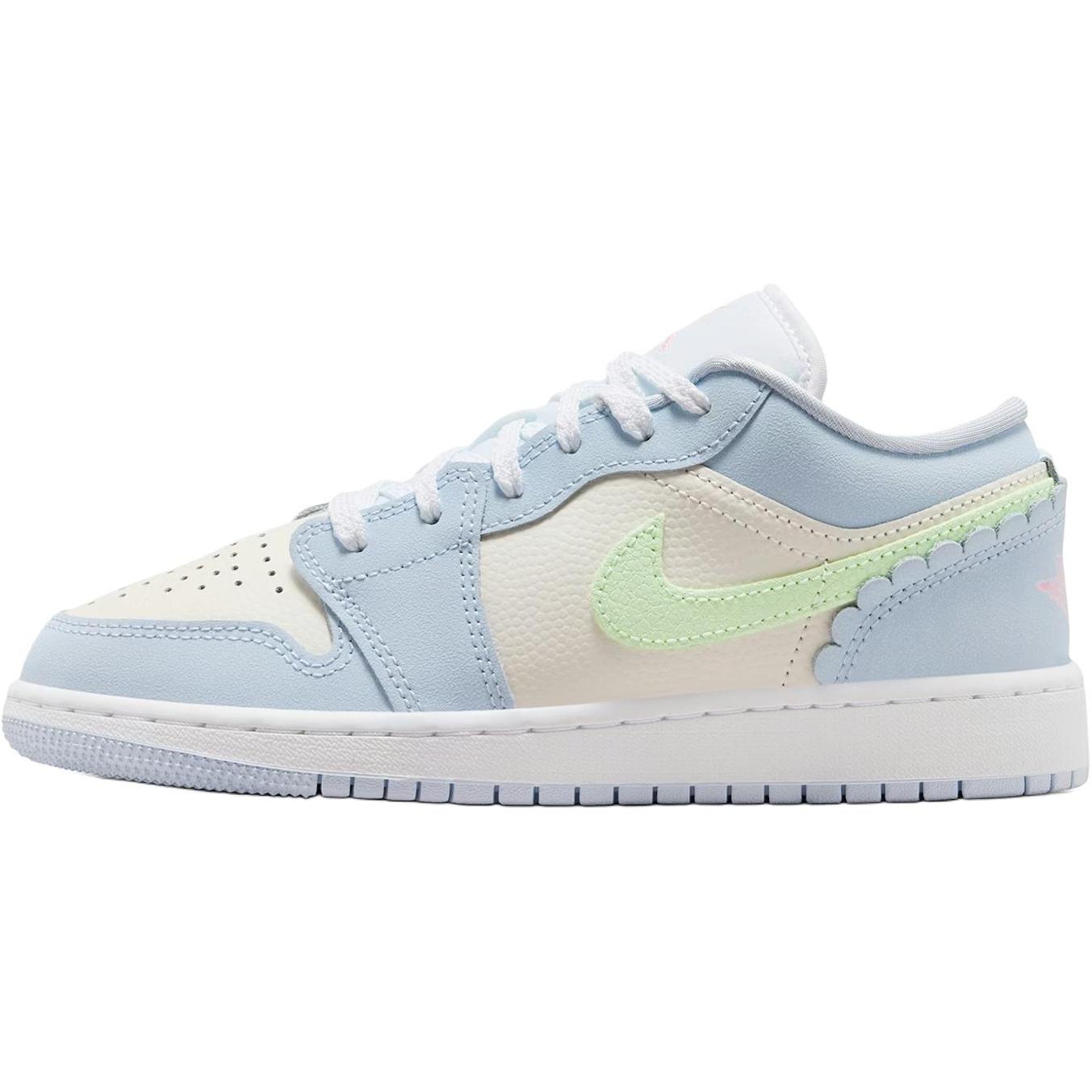 Кроссовки Air Jordan 1 Low SE GS Half Blue Sail для детей Белый Vapor-Green IB7113-403 35.5