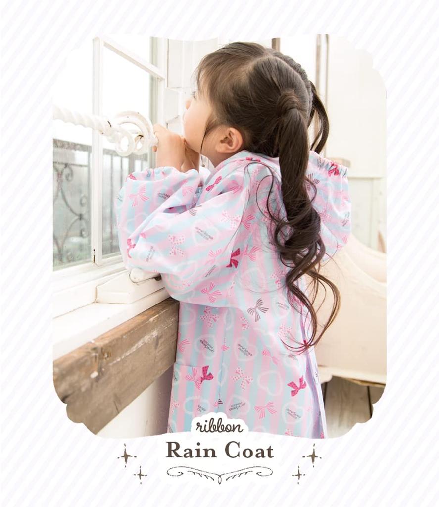 Raincoat for Suitable for School for Girls and Ribbon Storage Pouch Striped Pink X 110cm [Arisana] Kids, Bags, Children, Pattern, Included, Lavender,