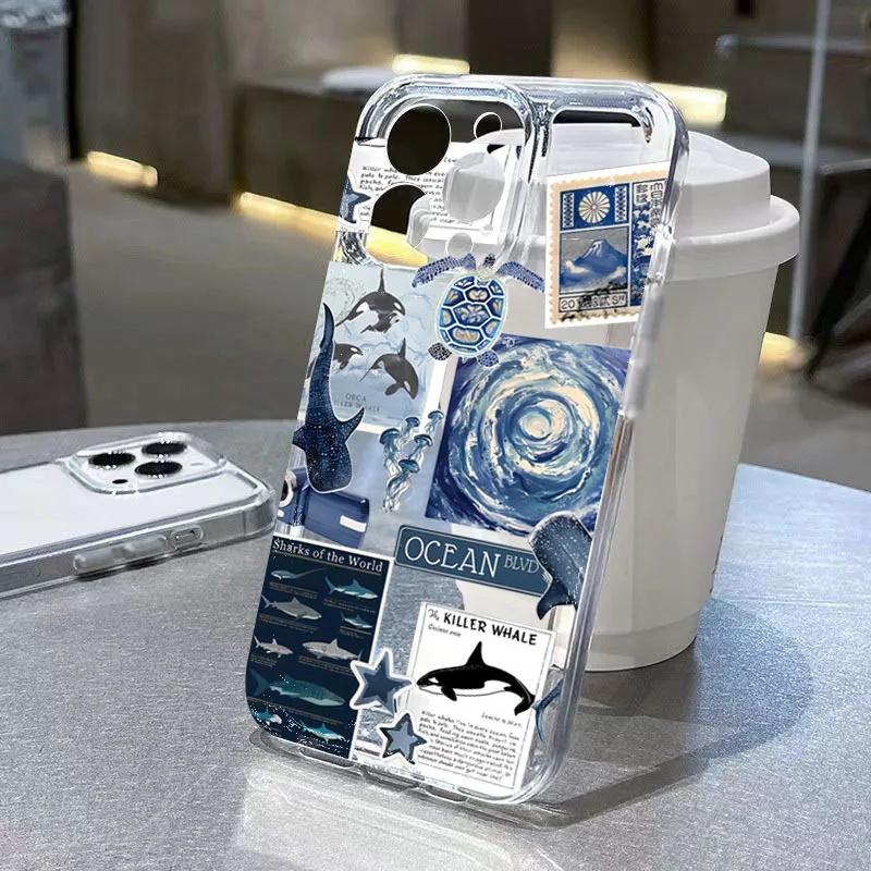 Whale Pattern Transparent Phone Case For Xiaomi Redmi Note 15 13 14 Pro Plus 5G 4G 12 Pro 12S 15C 14C 13C 12C 10C A5 Shell Cover