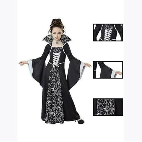 Halloween Qora Jodugar Vampir Kospley Kostyumi Bolalar Qizlar uchun Disfraz Karnaval Kiyinish Kechasi Mujer Bolalar Sahna Kiyimi