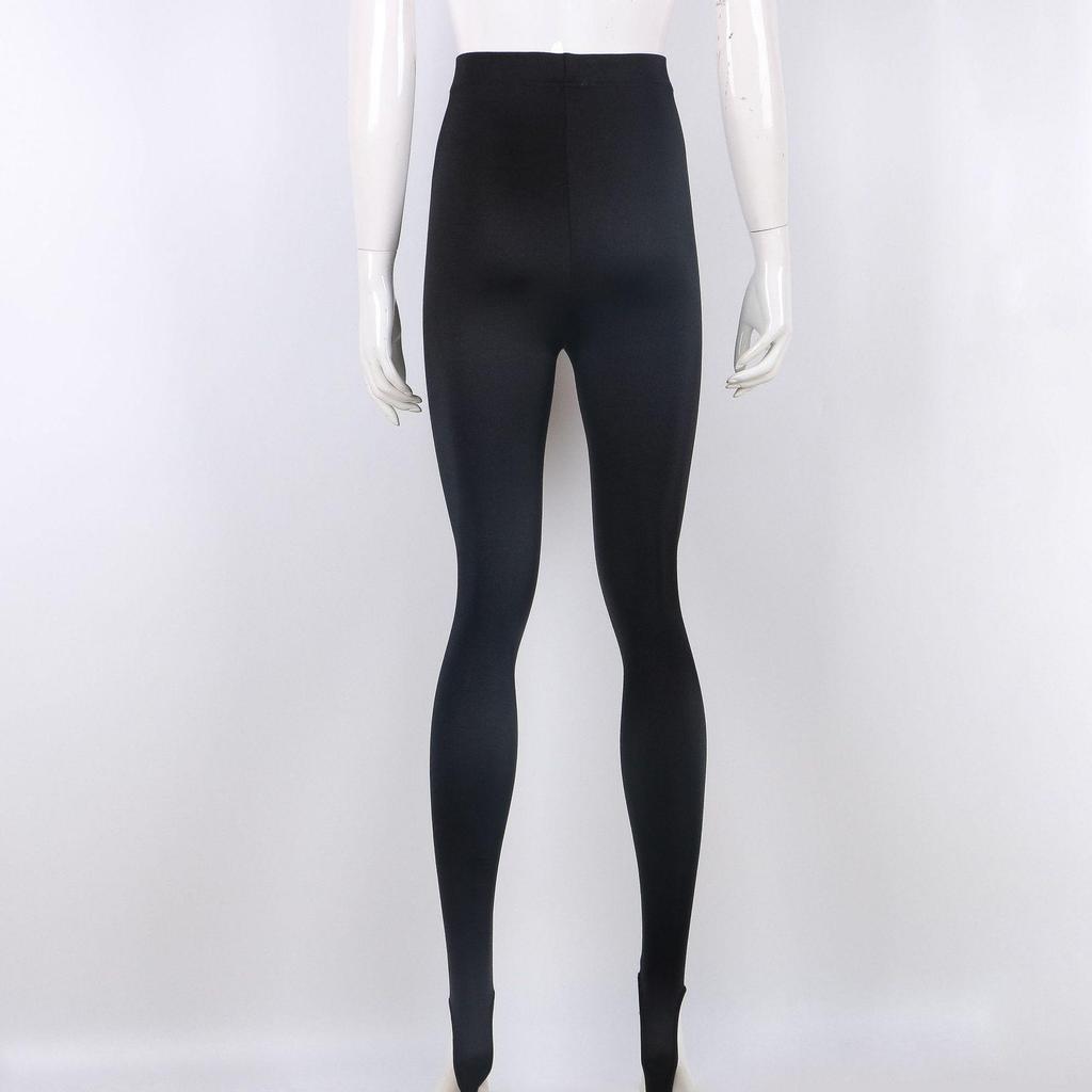 High Waist Gray/Black Stirrup Leggings - Slimming Elastic Pants for Women