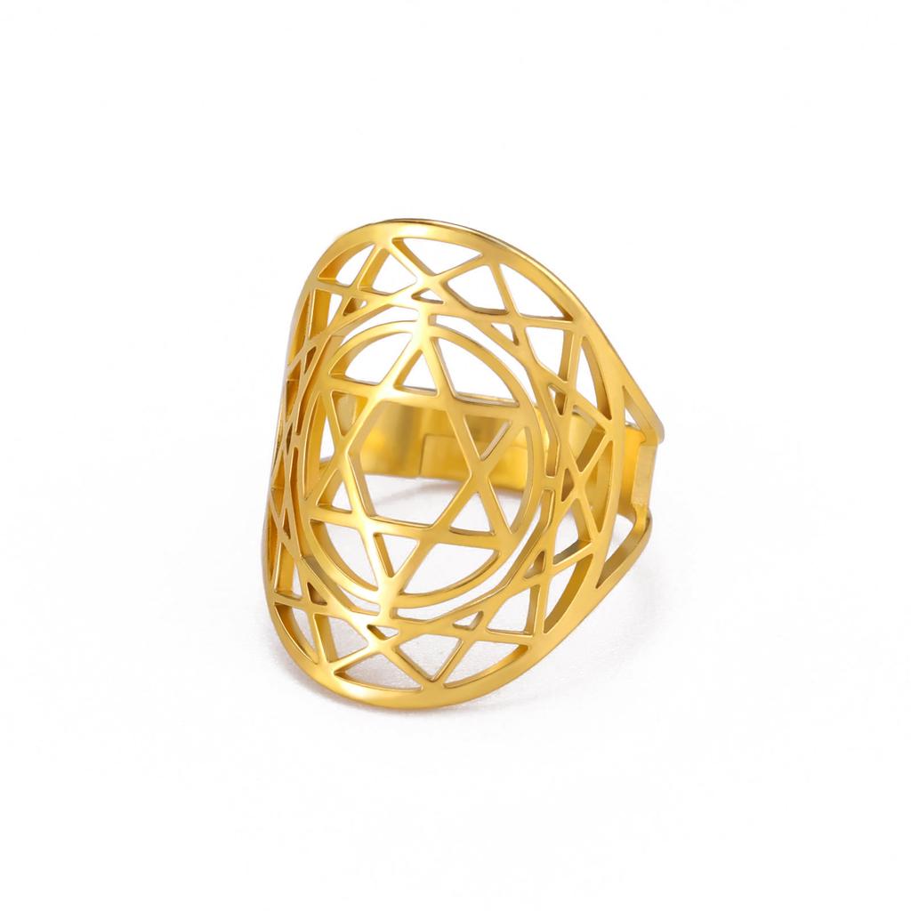 Anillo Ajustable de Acero de Titanio Estrella de David Accesorio de Joyería Unisex Regalo de Cumpleaños