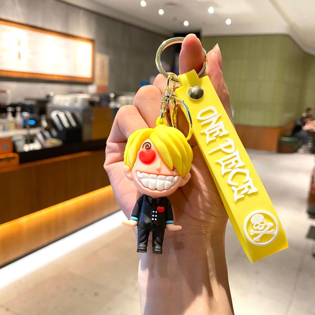Perfect New Cartoon One Piece Key Chain Luffy Zoro Nami Usopp Chopper Robin Franky Brook Jinbe Children's Student Model Doll Bag Pendant