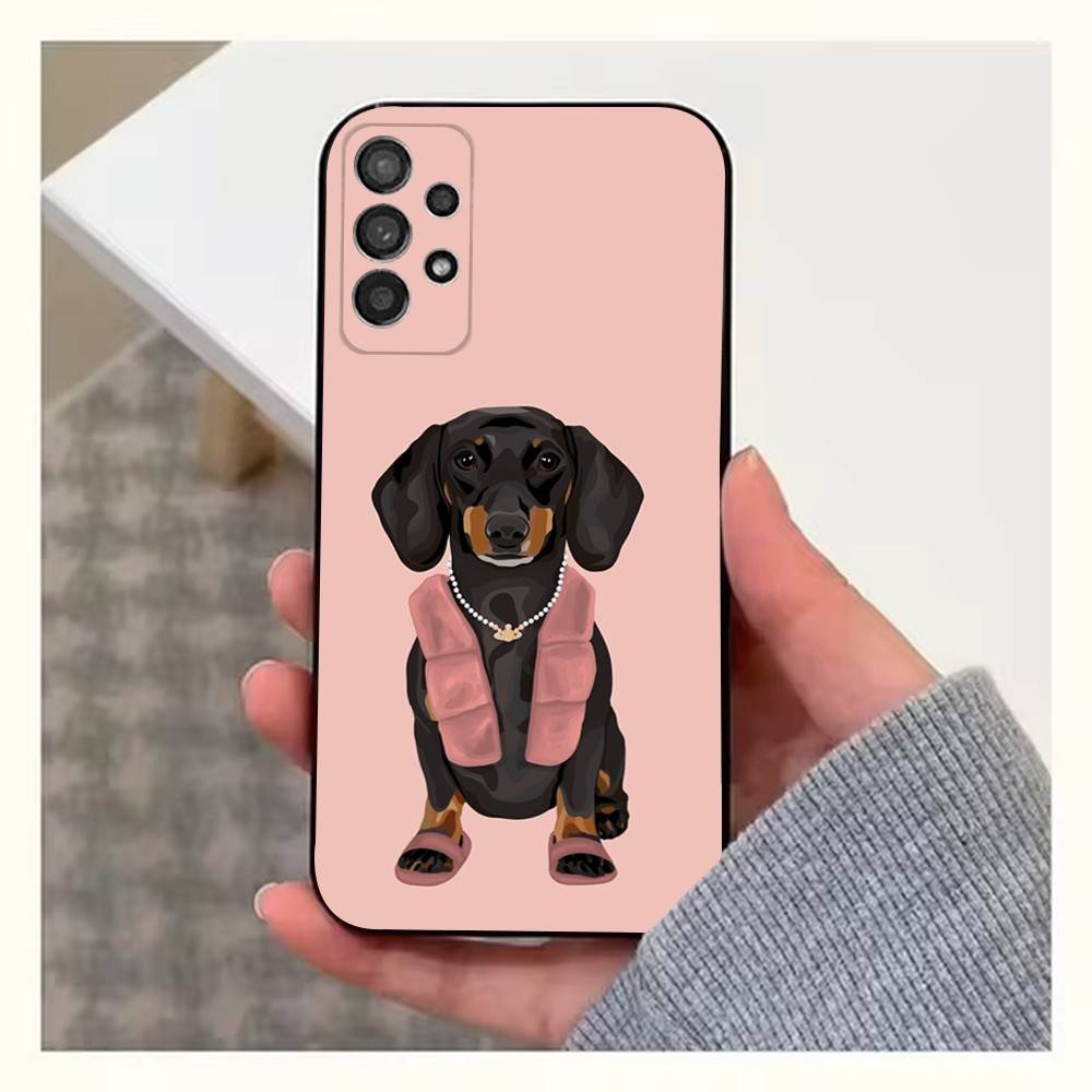 D-Dachshund S-Sausage Dog Case For Samsung S23,S25,S20,S10,S9,S21,S24,S22,Ultra,FE,Plus,Lite,Soft Silicone Black