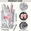 Makeup brush storage box with bow design, high-end textured pen case, desktop storage box, fashionable shelf