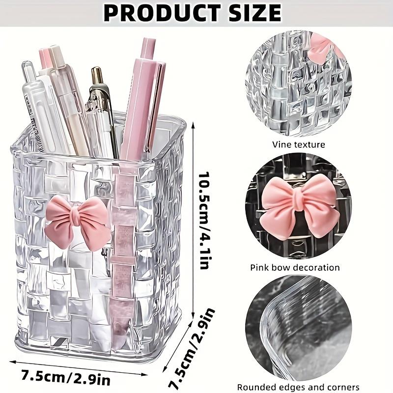 Makeup brush storage box with bow design, high-end textured pen case, desktop storage box, fashionable shelf