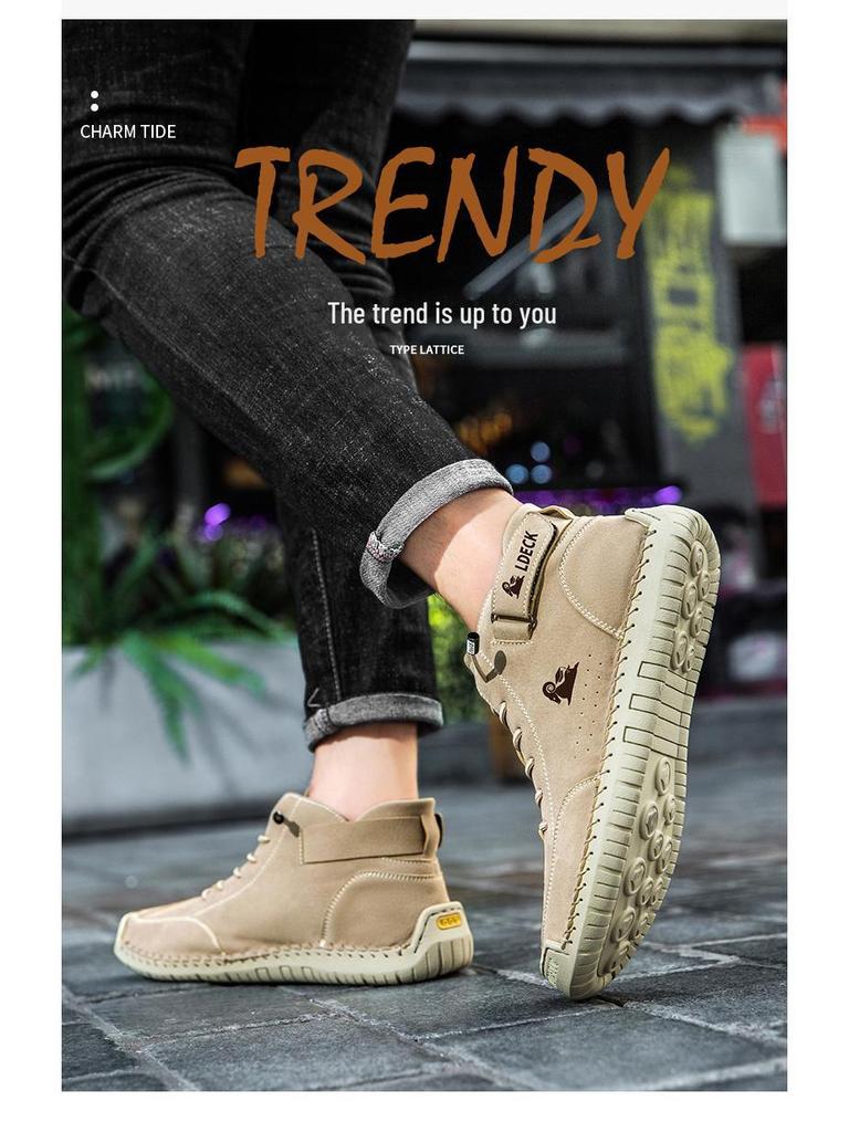 Pánské nové ležérní jarní vysoké ručně šité martensky