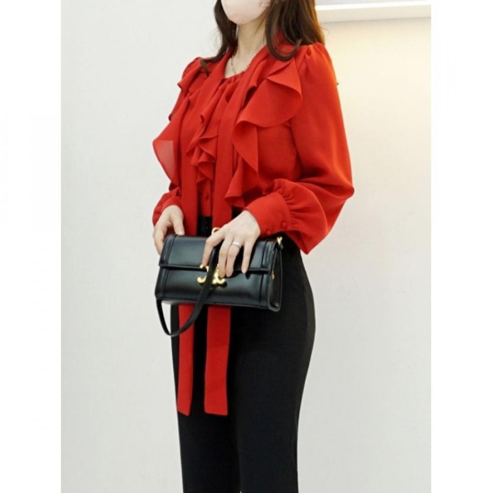 Style Latte Women S Ruffle Frill Long Sleeve Tie Ribbon Chiffon blouSe