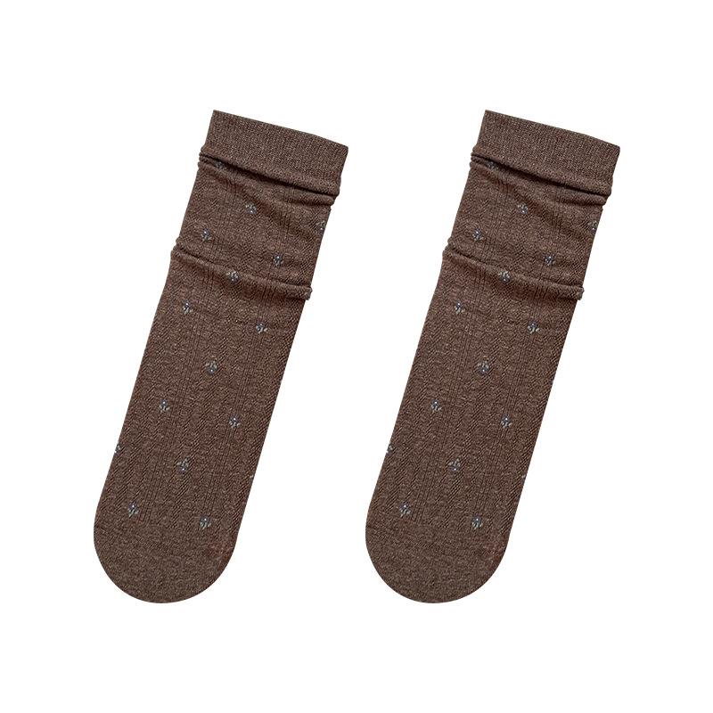 Female Autumn and Winter Retro All Kinds of Broken Flowers In The Tube Pile Pile Cotton Socks